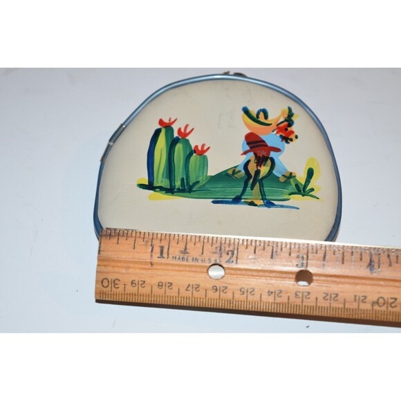 Vtg Military Leather Cap Hat Coin Purse Eagle change souvenir Mexico - Picture 7 of 10